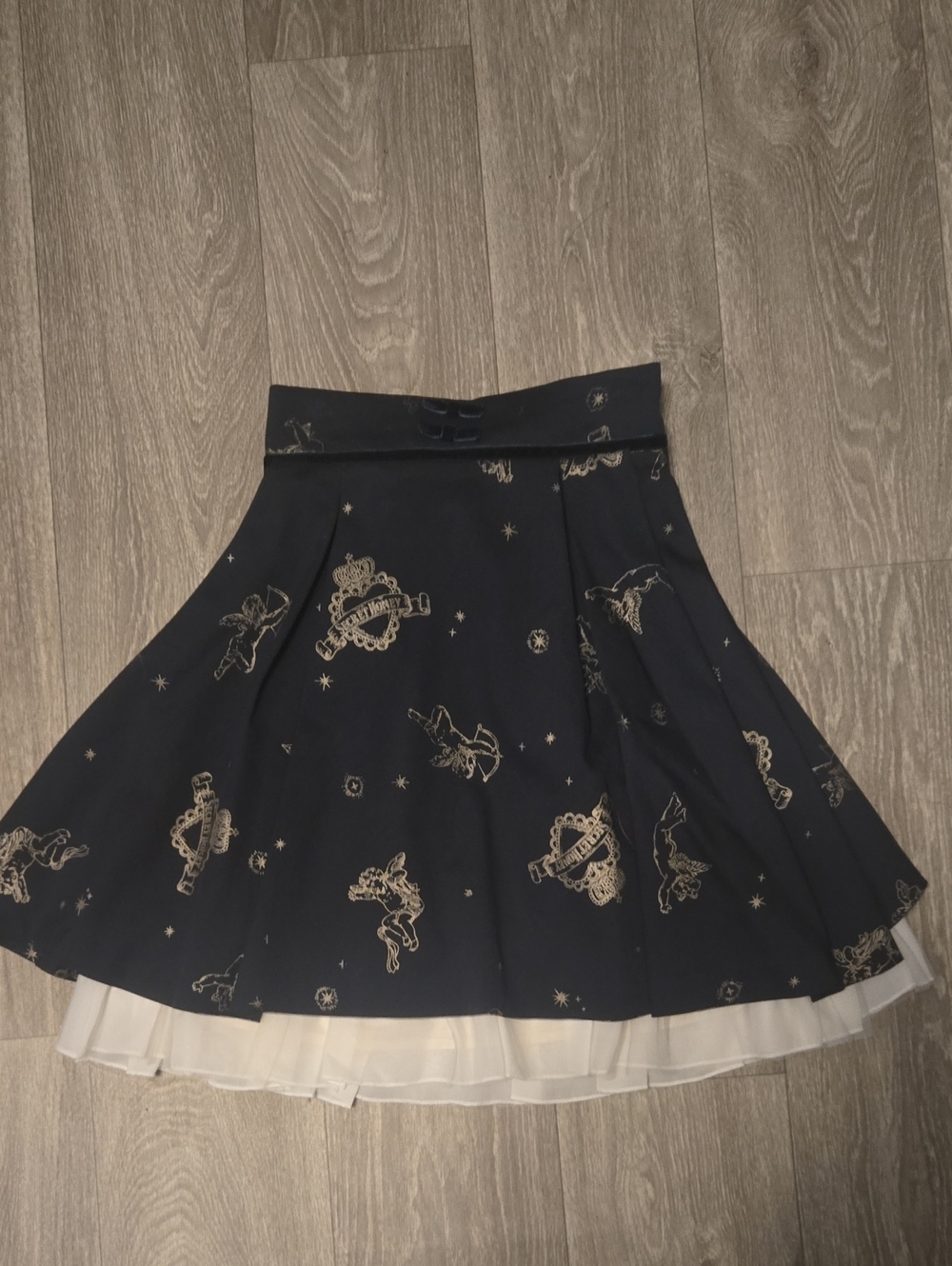 Rare Secret Honey 2-Tiered Navy Mini Skirt With Bow (from Japan)